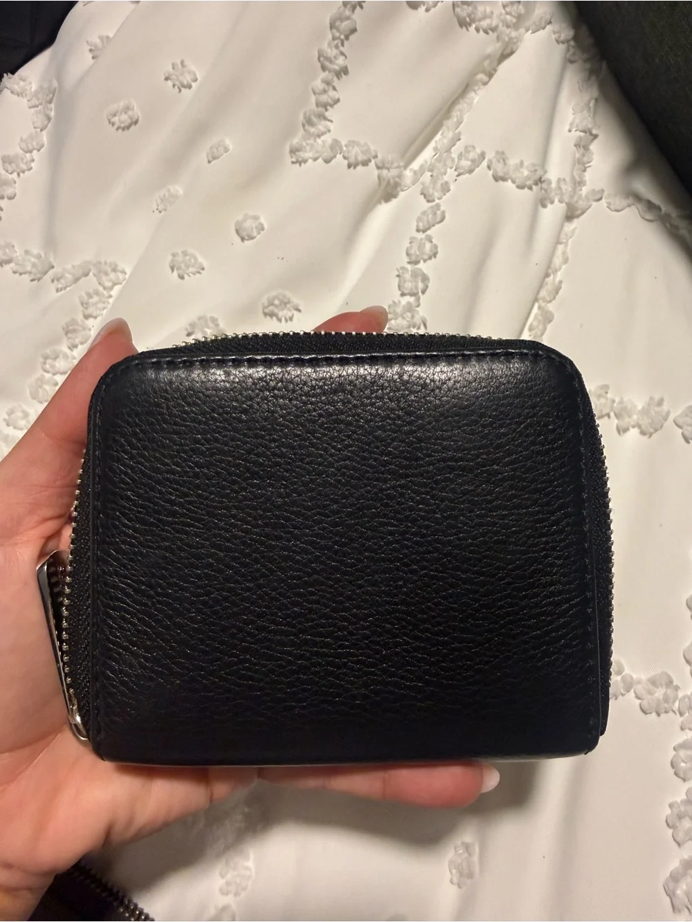 Michael Kors Black Pebbled Leather Zip Card Case